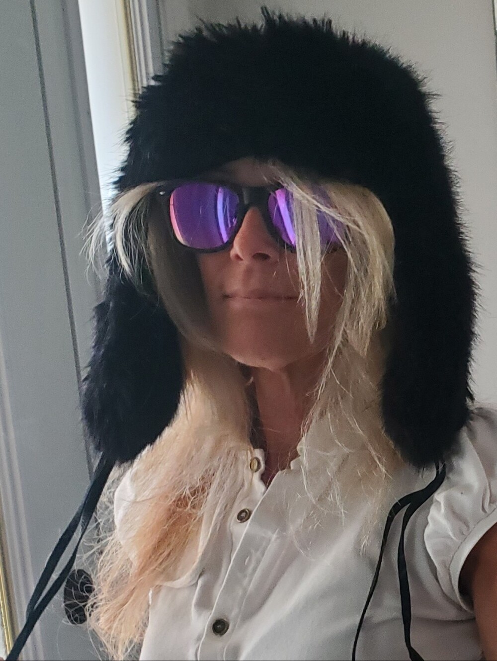 Roots Black Faux Fur Trapper Hat